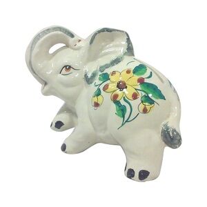 Floral Ceramic Elephant Figurine